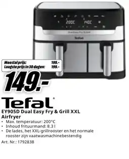 MediaMarkt Tefal ey905d dual easy fry & grill xxl aanbieding