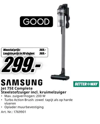 MediaMarkt Samsung jet 75e complete steelstofzuiger incl kruimelzuiger aanbieding