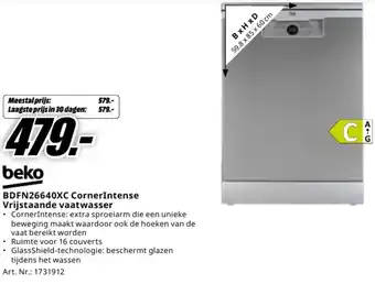 MediaMarkt Beko BDFN26640XC CornerIntense Vrijstaande vaatwasser aanbieding