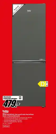 MediaMarkt Beko B5RCNE365HG HarvestFresh AeroFlow Koel vriescombinatie aanbieding