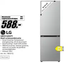 MediaMarkt LG GBV5140DPY Koelvriescombinatie aanbieding