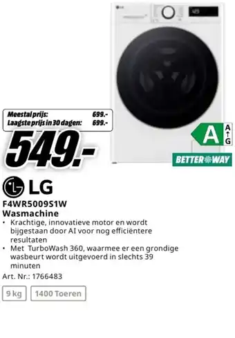 MediaMarkt LG F4WR5009S1W Wasmachine aanbieding