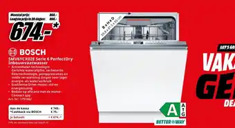 MediaMarkt Bosch SMV6YCX02E Serie 6 PerfectDry Inbouwvaatwasser aanbieding