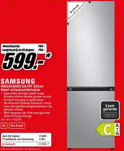 MediaMarkt Samsung RB34C600CSA/EF Zilver Koel vriescombinatie aanbieding