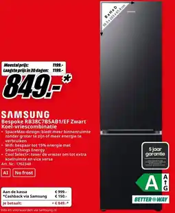 MediaMarkt Samsung Bespoke RB38C7B5AB1/EF Zwart aanbieding