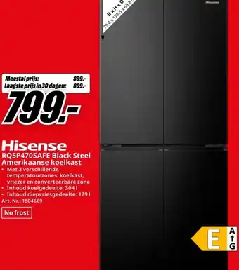 MediaMarkt Hisense RQ5P470SAFE Black Steel Amerikaanse koelkast aanbieding