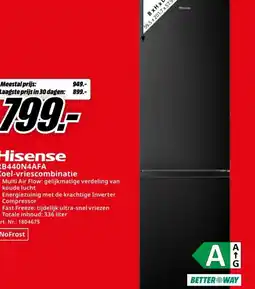 MediaMarkt Hisense RB440N4AFA Koelvriescombinatie aanbieding