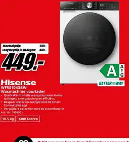 MediaMarkt Hisense WF5S1043BW Wasmachine voorlader aanbieding