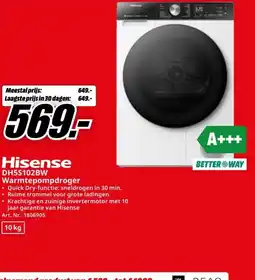 MediaMarkt Hisense DH5S102BW Warmtepompdroger aanbieding
