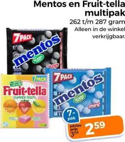 Trekpleister Mentos en Fruit-tella multipak aanbieding
