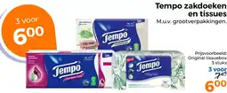 Trekpleister Tempo zakdoeken en tissues aanbieding