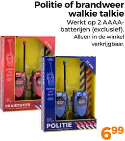 Trekpleister Politie of brandweer walkie talkie aanbieding