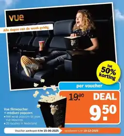 Albert Heijn Vue filmvoucher + medium popcorn aanbieding