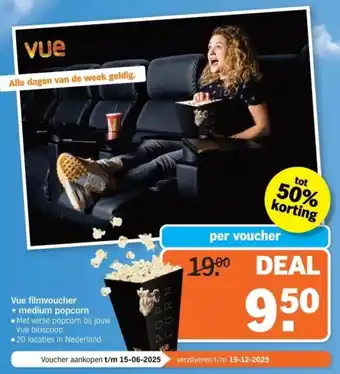 Albert Heijn Vue filmvoucher + medium popcorn aanbieding