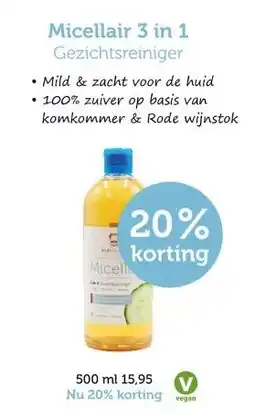 De Rode Pilaren Micellair 3 in 1 gezichtsreiniger aanbieding