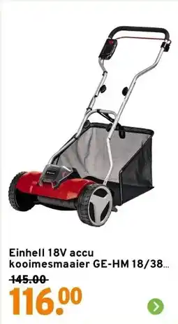 GAMMA Einhell 18V accu kooimesmaaier GE-HM 18/38 LI zonder accu aanbieding