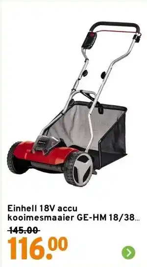 GAMMA Einhell 18V accu kooimesmaaier GE-HM 18/38 LI zonder accu aanbieding