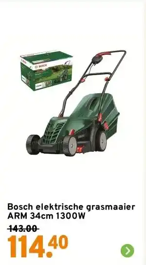 GAMMA Bosch elektrische grasmaaier ARM 34cm 1300W aanbieding