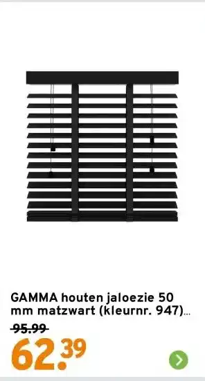 GAMMA GAMMA houten jaloezie 50 mm matzwart (kleurnr. 947) 60x180 cm (bxh) aanbieding