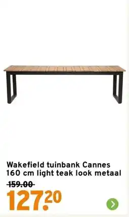 GAMMA Wakefield tuinbank Cannes 160 cm light teak look metaal aanbieding