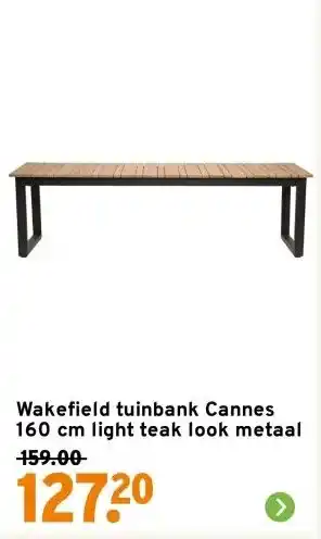 GAMMA Wakefield tuinbank Cannes 160 cm light teak look metaal aanbieding