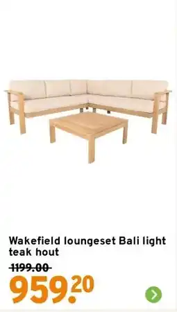 GAMMA Wakefield loungeset Bali light teak hout aanbieding