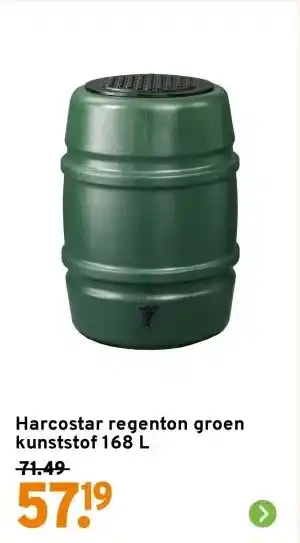 GAMMA Harcostar regenton groen kunststof 168 L aanbieding
