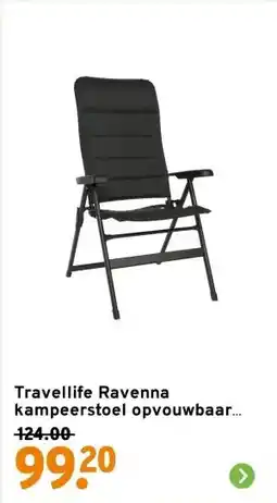 GAMMA Travellife Ravenna kampeerstoel opvouwbaar antraciet 46 x 63 x 110 cm aanbieding