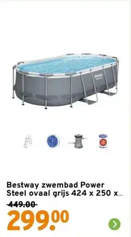 GAMMA Bestway zwembad Power Steel ovaal grijs 424 x 250 x 100 cm met pomp aanbieding