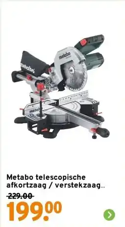 GAMMA Metabo telescopische afkortzaag / verstekzaag KGS216M aanbieding