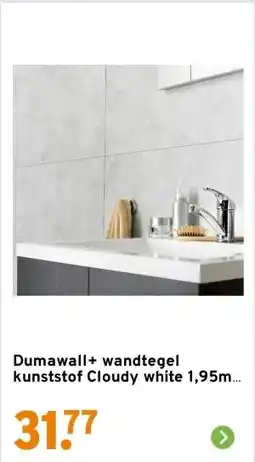 GAMMA Dumawall+ wandtegel kunststof Cloudy white 1,95m² 37,5x65cm 8 stuks aanbieding
