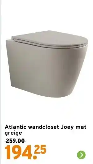 GAMMA Atlantic wandcloset Joey mat greige aanbieding