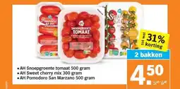 Albert Heijn Snoepgroente tomaat, Sweet cherry mix, Pomodoro San Marzano aanbieding