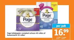 Albert Heijn Page toiletpapier compleet schoon 40 rollen of kussenzacht 32 rollen aanbieding