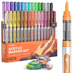 Amazon JusArt Acryl Markers op waterbasis 30 kleuren aanbieding