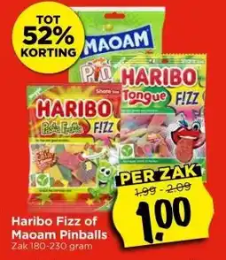Vomar Voordeelmarkt Haribo Fizz of Maoam Pinballs aanbieding
