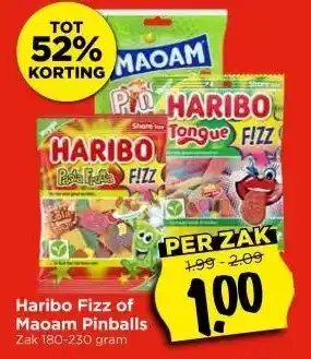 Vomar Voordeelmarkt Haribo Fizz of Maoam Pinballs aanbieding