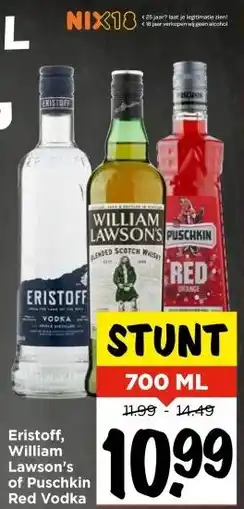 Vomar Voordeelmarkt Eristoff, William Lawson's of Puschkin Red Vodka aanbieding