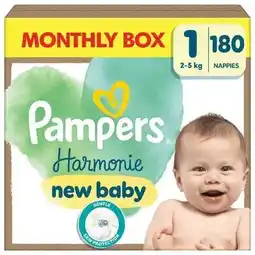 Wehkamp Pampers Harmonie Maat 1 maandbox - 180 luiers, 2kg-5kg aanbieding