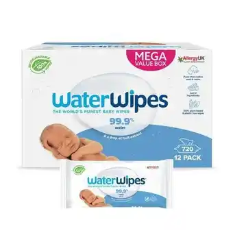 Wehkamp WaterWipes billendoekjes voordeelverpakking - 12 x 60 stuks (720 doekjes) aanbieding