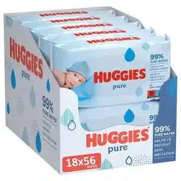 Wehkamp Huggies Pure 99% Water billendoekjes - 18 x 56 stuks aanbieding