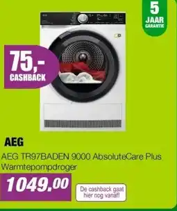 EP AEG TR97BADEN 9000 AbsoluteCare Plus Warmtepompdroger aanbieding