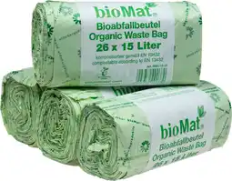 Bol.com BioMat composteerbare afvalzakken met handgrepen - 104 x 15/20 liter - 4 rollen aanbieding