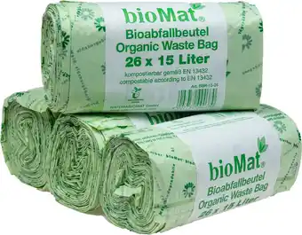 Bol.com BioMat composteerbare afvalzakken met handgrepen - 104 x 15/20 liter - 4 rollen aanbieding