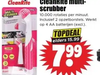 Dirk CleanRite multi- scrubberInclusief 2 opzetborstels. Werkt op 4 AA batterijen (excl.). aanbieding
