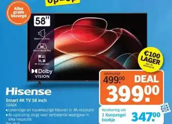 Albert Heijn Hisense Smart 4K TV 58 inch aanbieding