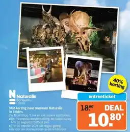 Albert Heijn Met korting naar museum Naturalis in Leiden aanbieding