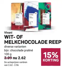 Ekoplaza Vivani wit of melkchocolade reep aanbieding