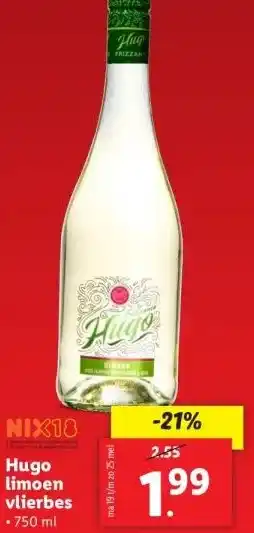 Lidl Hugo limoen vlierbes aanbieding