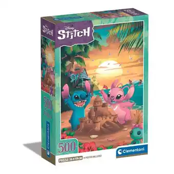 Intertoys Clementoni Disney Stitch compacte puzzel zandkasteel - 500 stukjes aanbieding